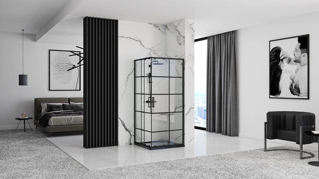 Sprchovací kút REA CONCEPT 80x80 - čierny Bez sprchovej vaničky 3