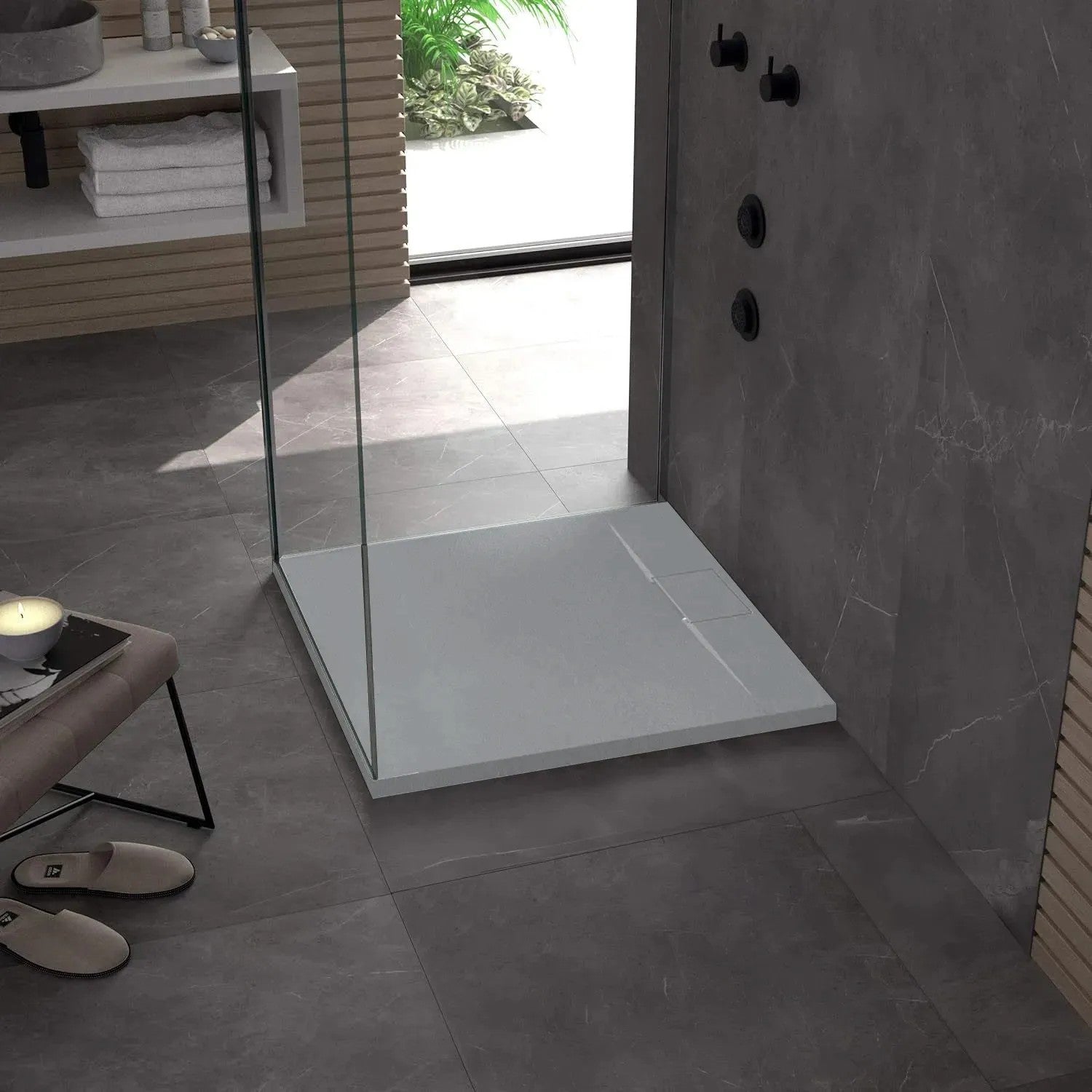 Sprchová vanička REA Bazalt Grey 90x90  3