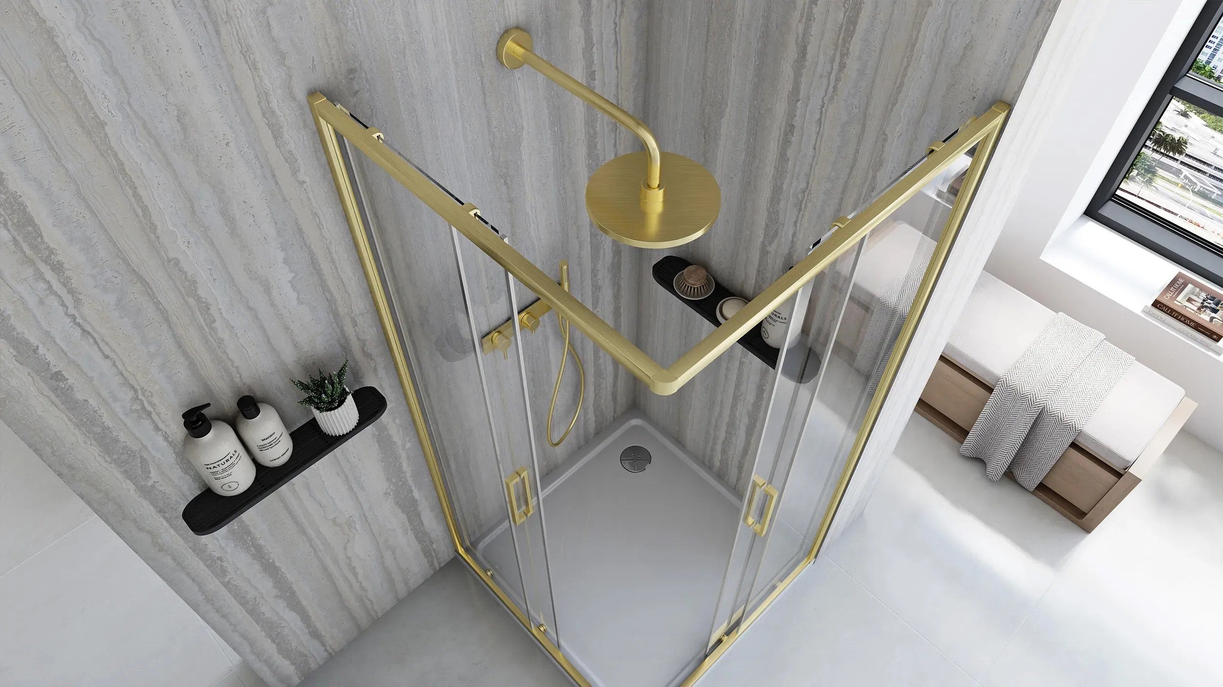 Sprchovací kút REA City 90x90 Gold S detským bazénom Savoy black 3