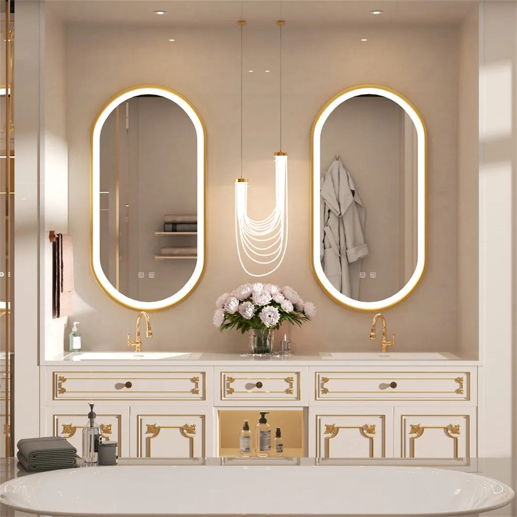 Zrkadlo LED OVL 50x100cm Brush Gold  3