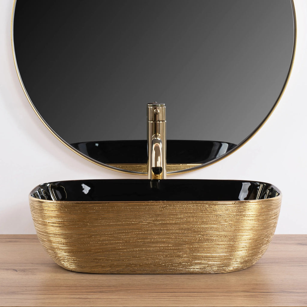 Umývadlo na dosku Rea Belinda BLACK BRUSH GOLD  3