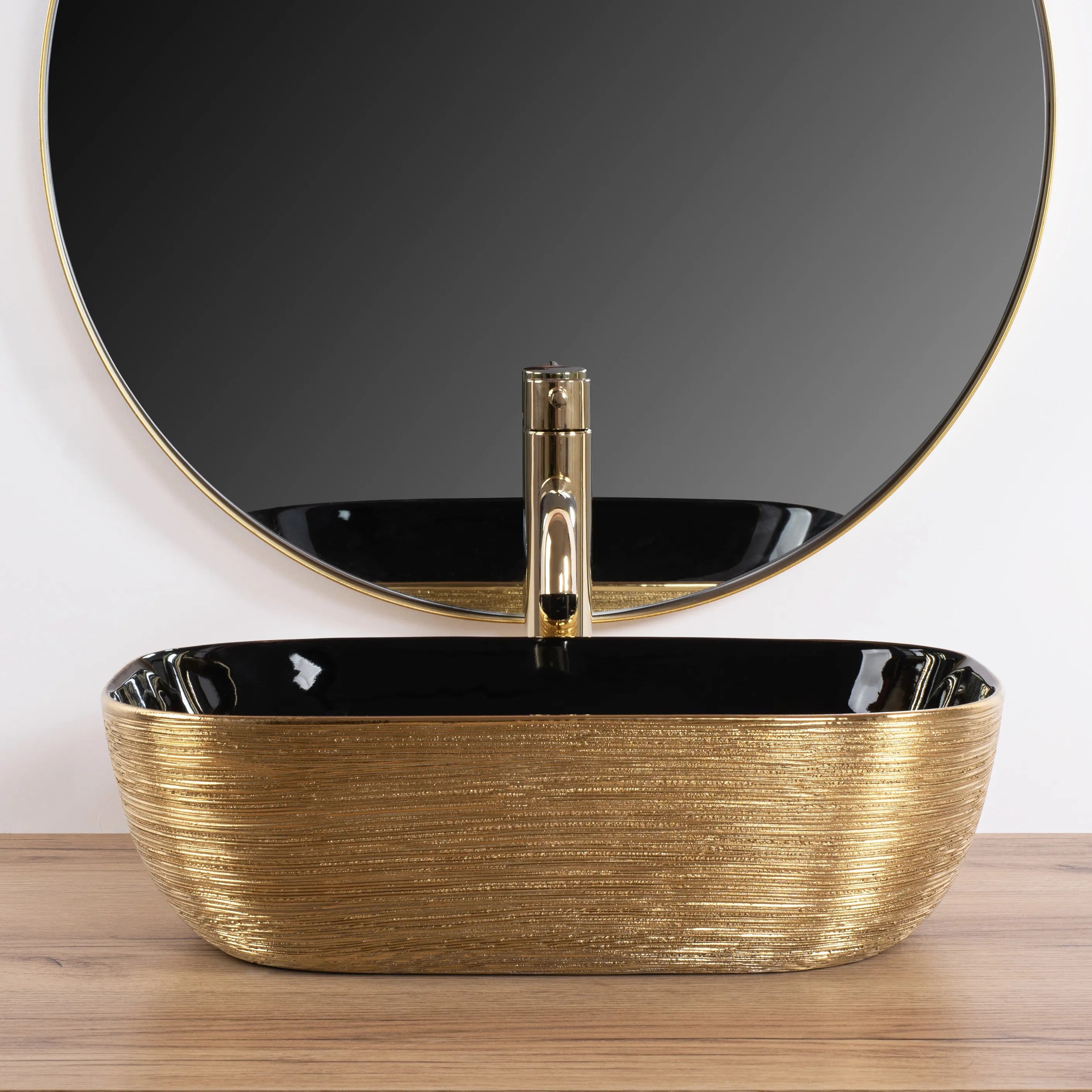 Umývadlo na dosku Rea Belinda BLACK BRUSH GOLD  3
