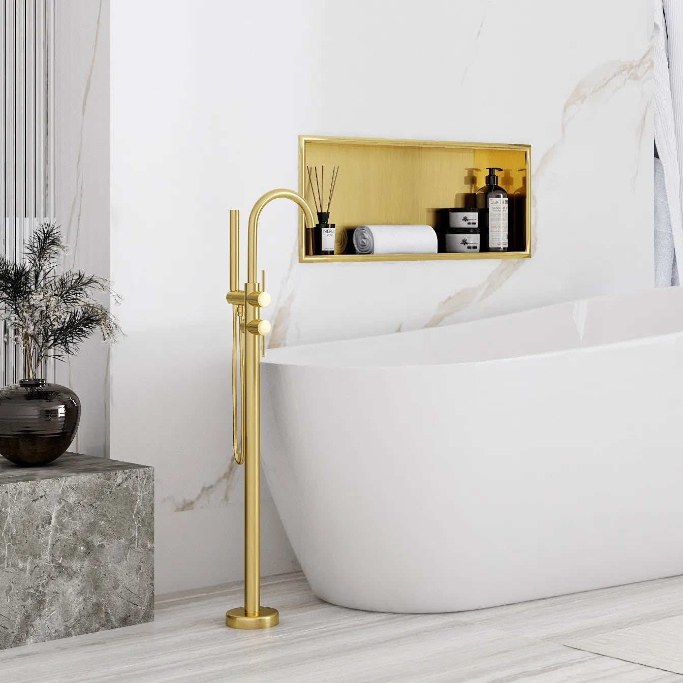 bathroom shelf 30x60 gold brush  3