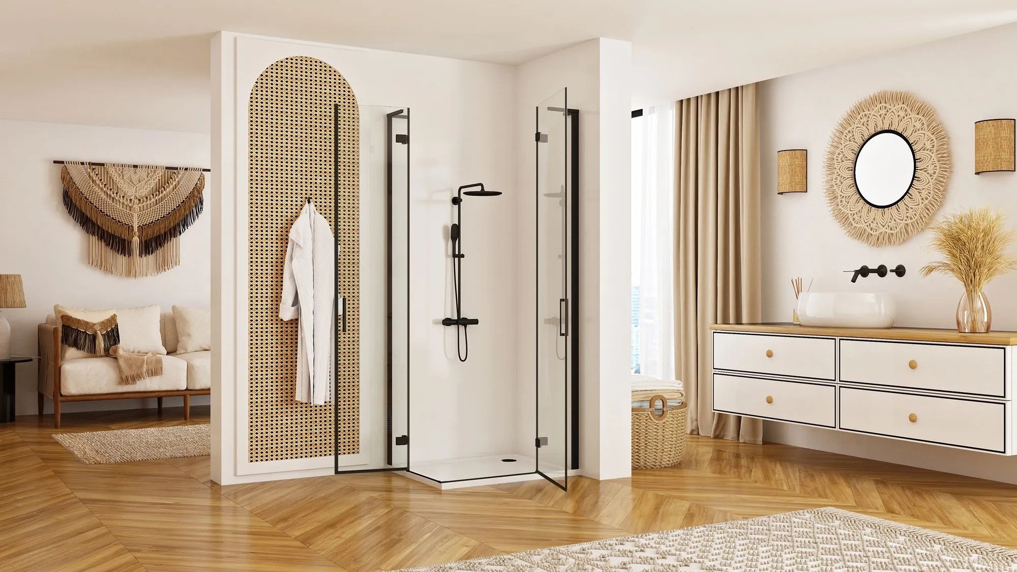 Sprchová kabína REA Hugo Double Black 80x80  3