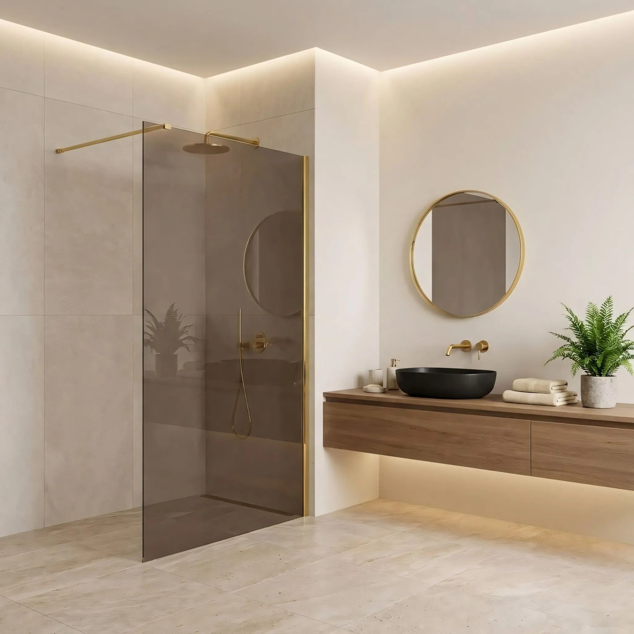 Sprchová zástena Rea Flexi Brown/ Gold 140  3