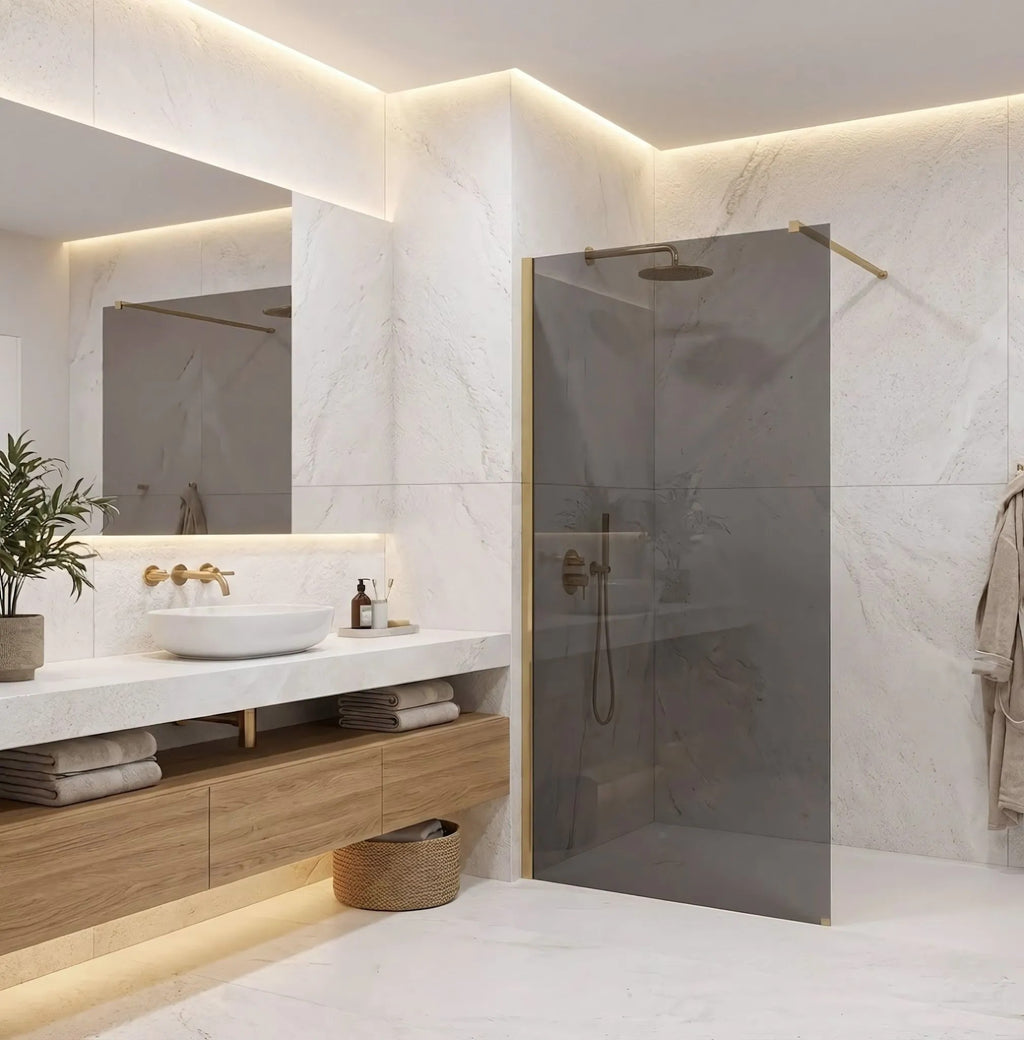 Sprchová zástena Rea Flexi Grey / Brush Gold 90  3
