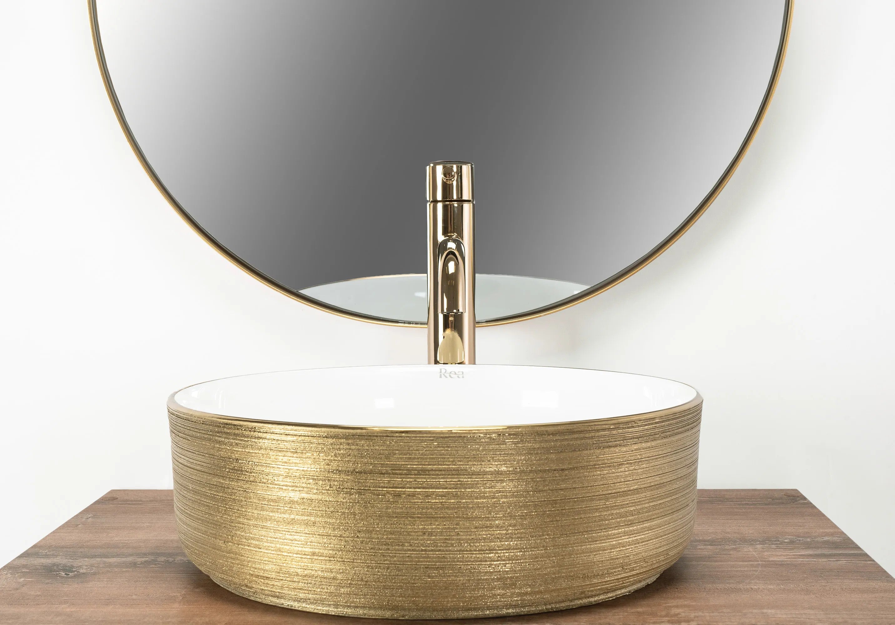 Umývadlo na dosku Rea Sami White Brush Gold  3