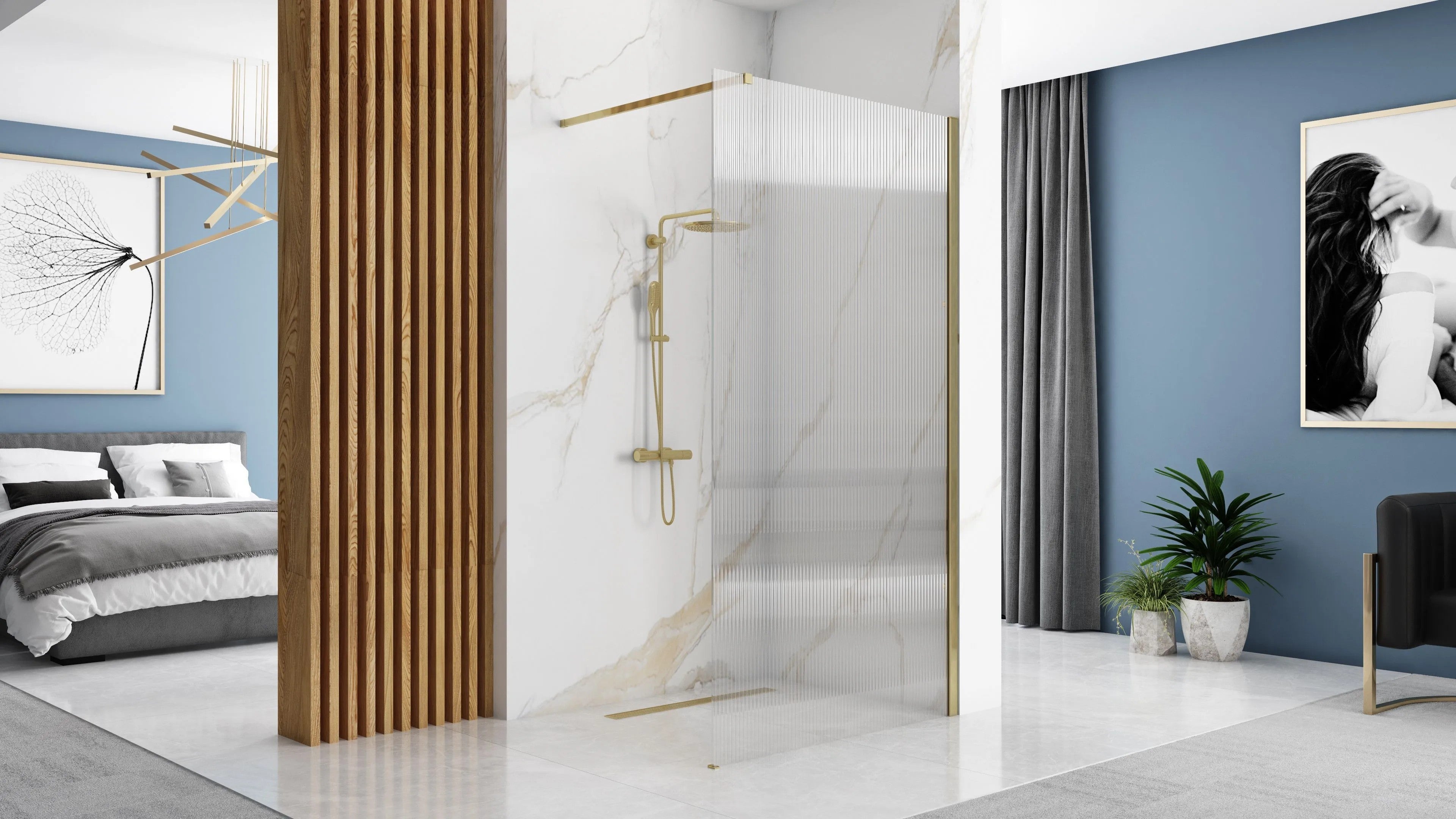 Sprchová zástena REA AERO Intimo Gold Brush 120  3