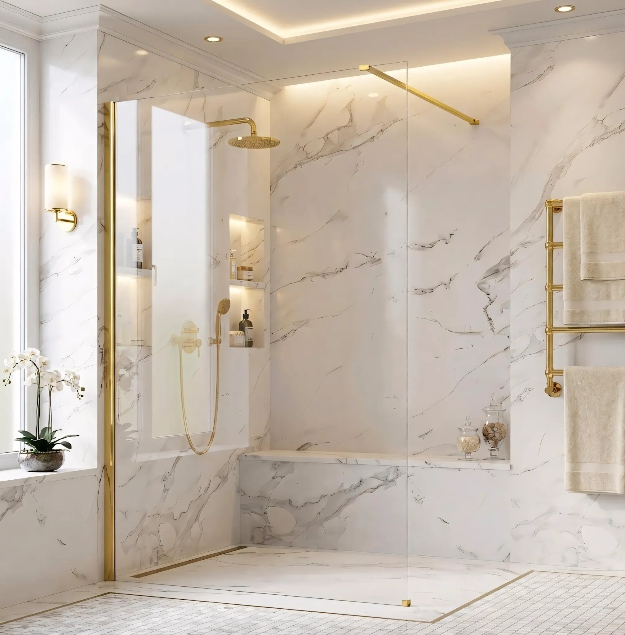 Sprchová zástena Rea Flexi Transparent / Gold 120  3