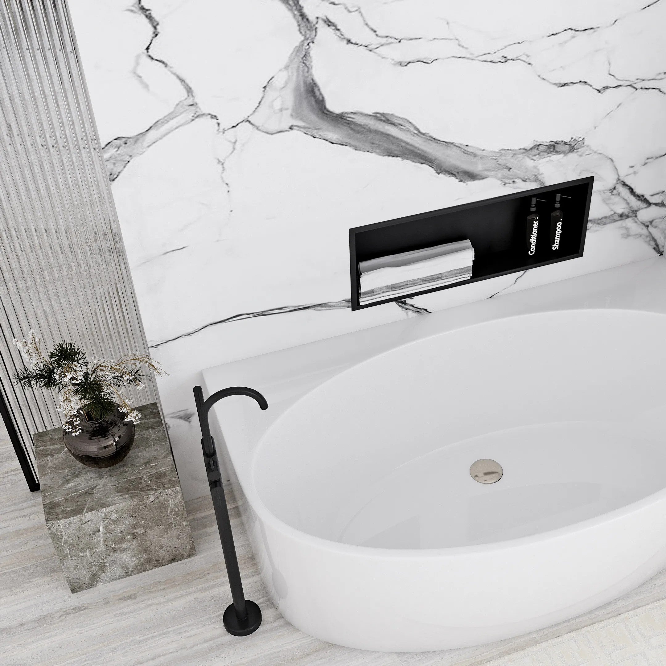 bathroom shelf 30x60 black matt  3