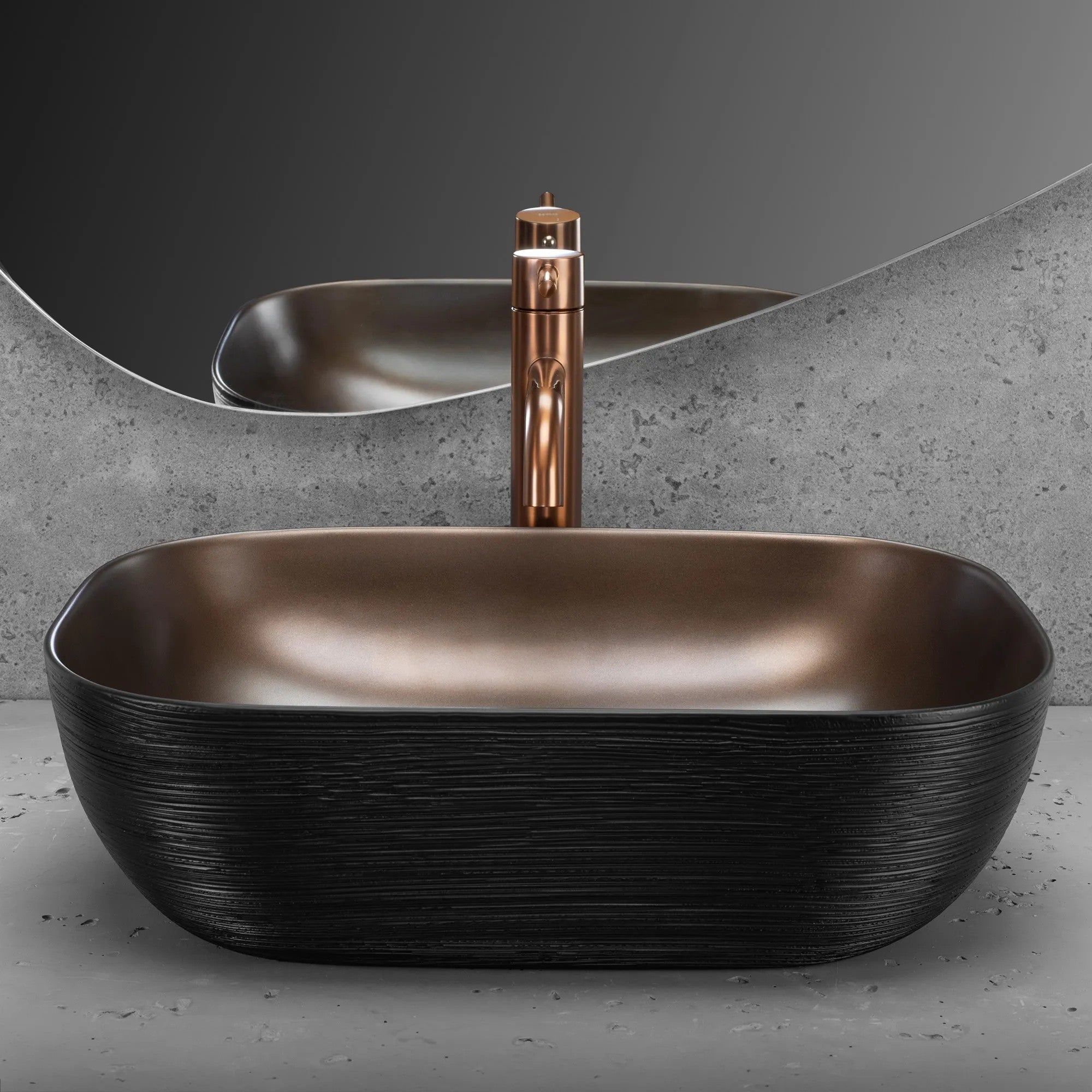 Umývadlo na dosku Rea Belinda COPPER BRUSH / Black  3
