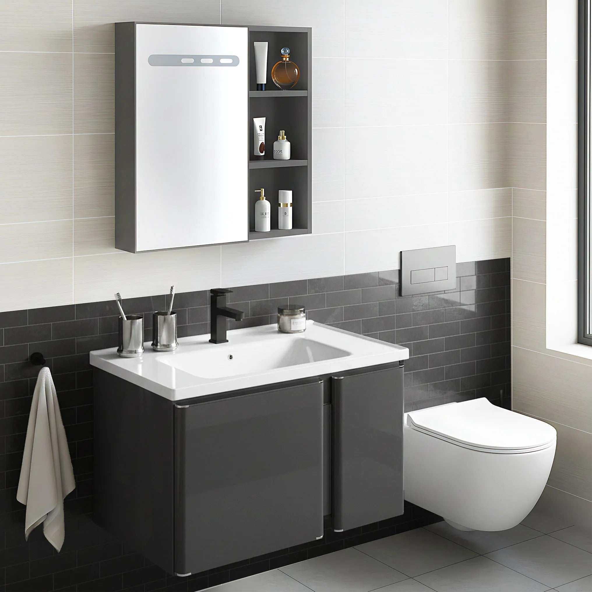 Súprava kúpeľňového nábytku s umývadlom Tula 60cm Grey  4