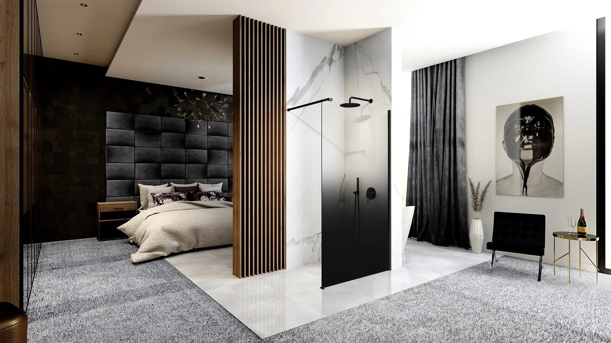 Sprchová zástena Rea Aero Ombre Black/Black 110  4
