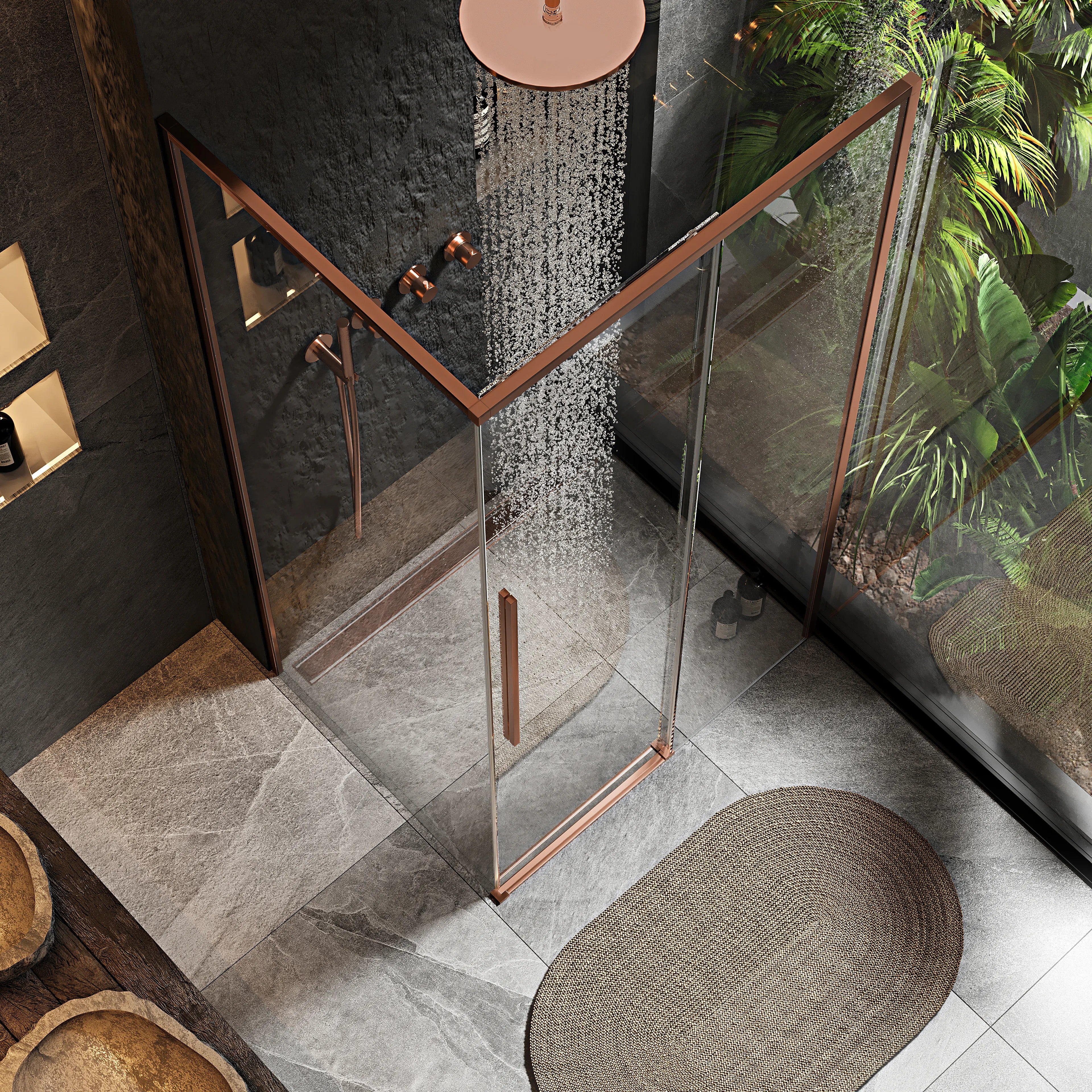 Sprchovací kút REA SOLAR - Copper Brush 100x80 Bez sprchovej vaničky 4