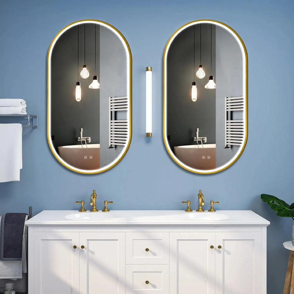 Zrkadlo LED OVL 50x100cm Brush Gold  4