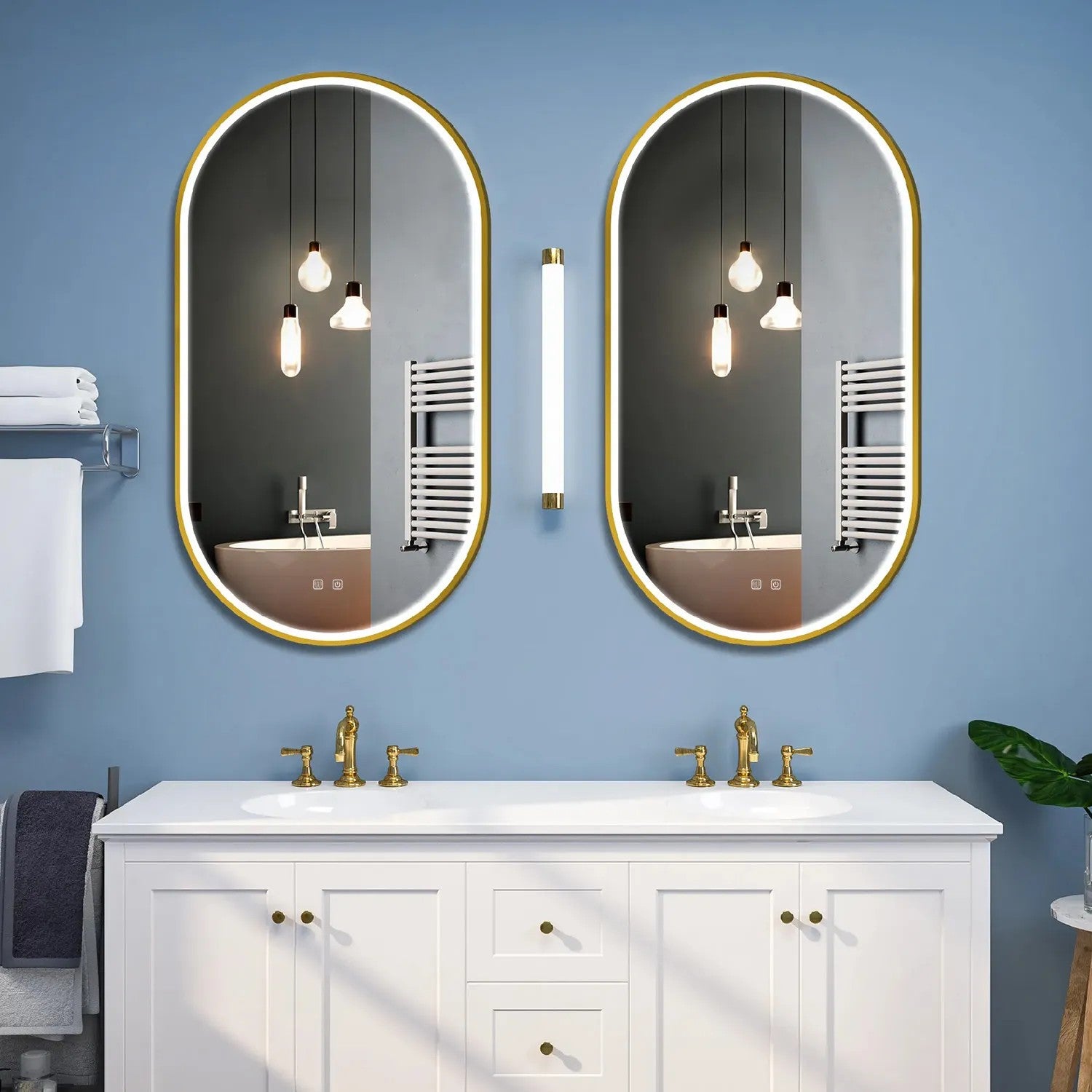 Zrkadlo LED OVL 50x100cm Brush Gold  4