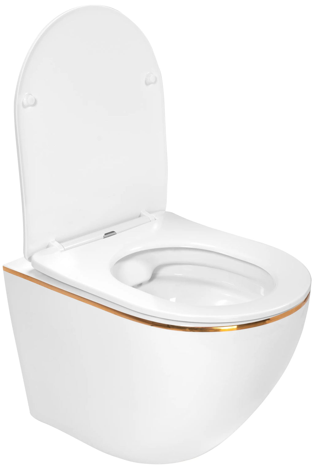 Závesná WC misa REA CARLO Mini Flat - biela-zlatý okraj  4