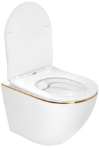Závesná WC misa REA CARLO Mini Flat - biela-zlatý okraj  4