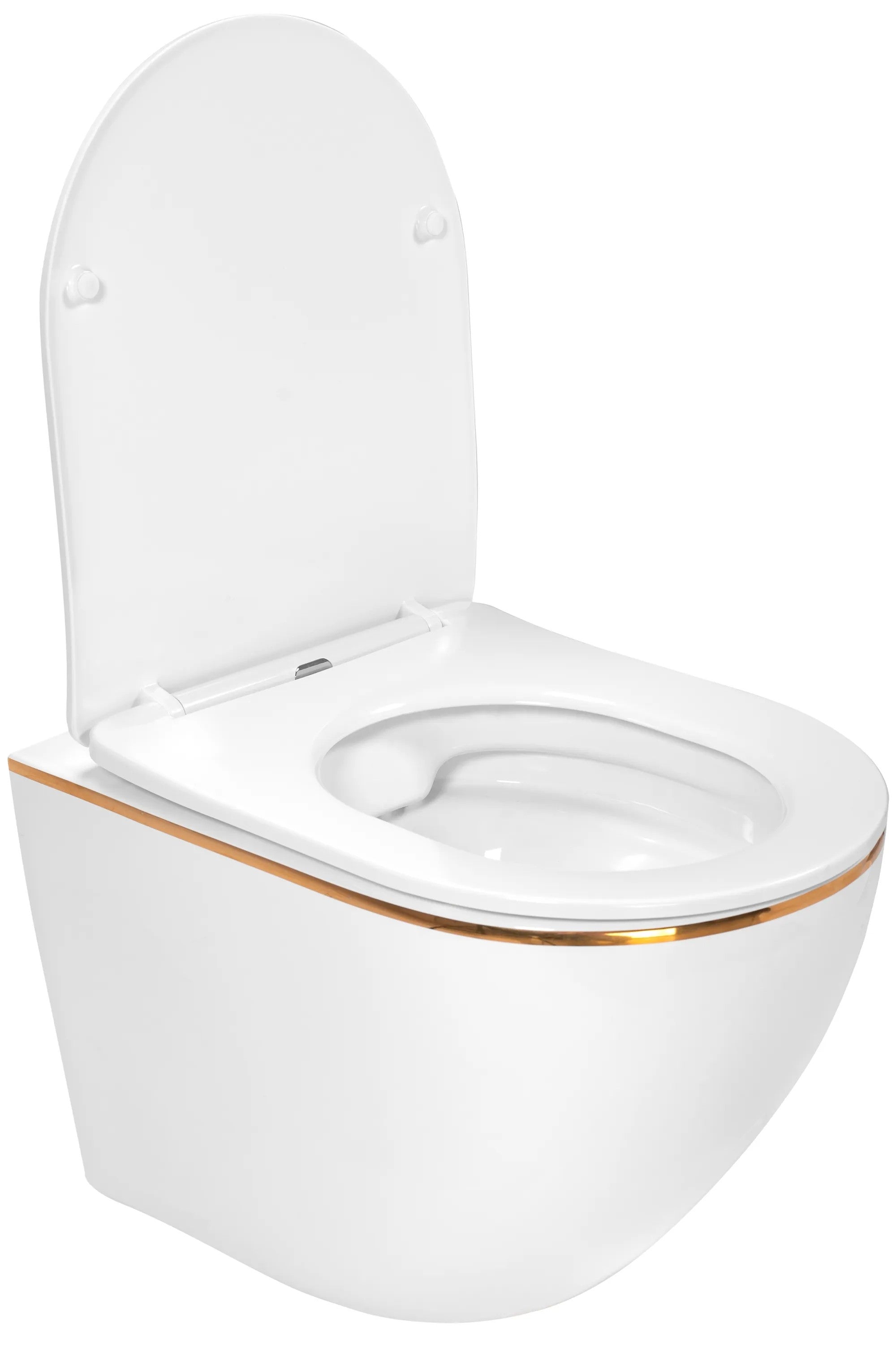 Závesná WC misa REA CARLO Mini Flat - biela-zlatý okraj  4