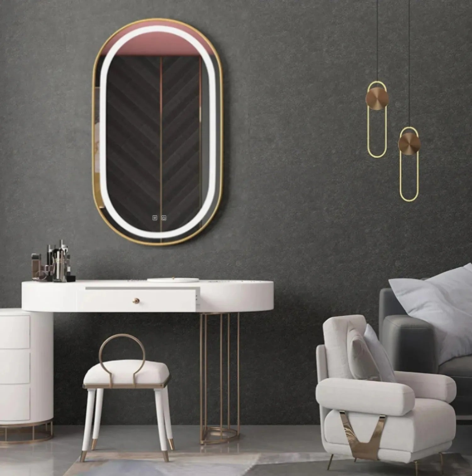 Zrkadlo LED OLL 60x90 cm Brush Gold  4