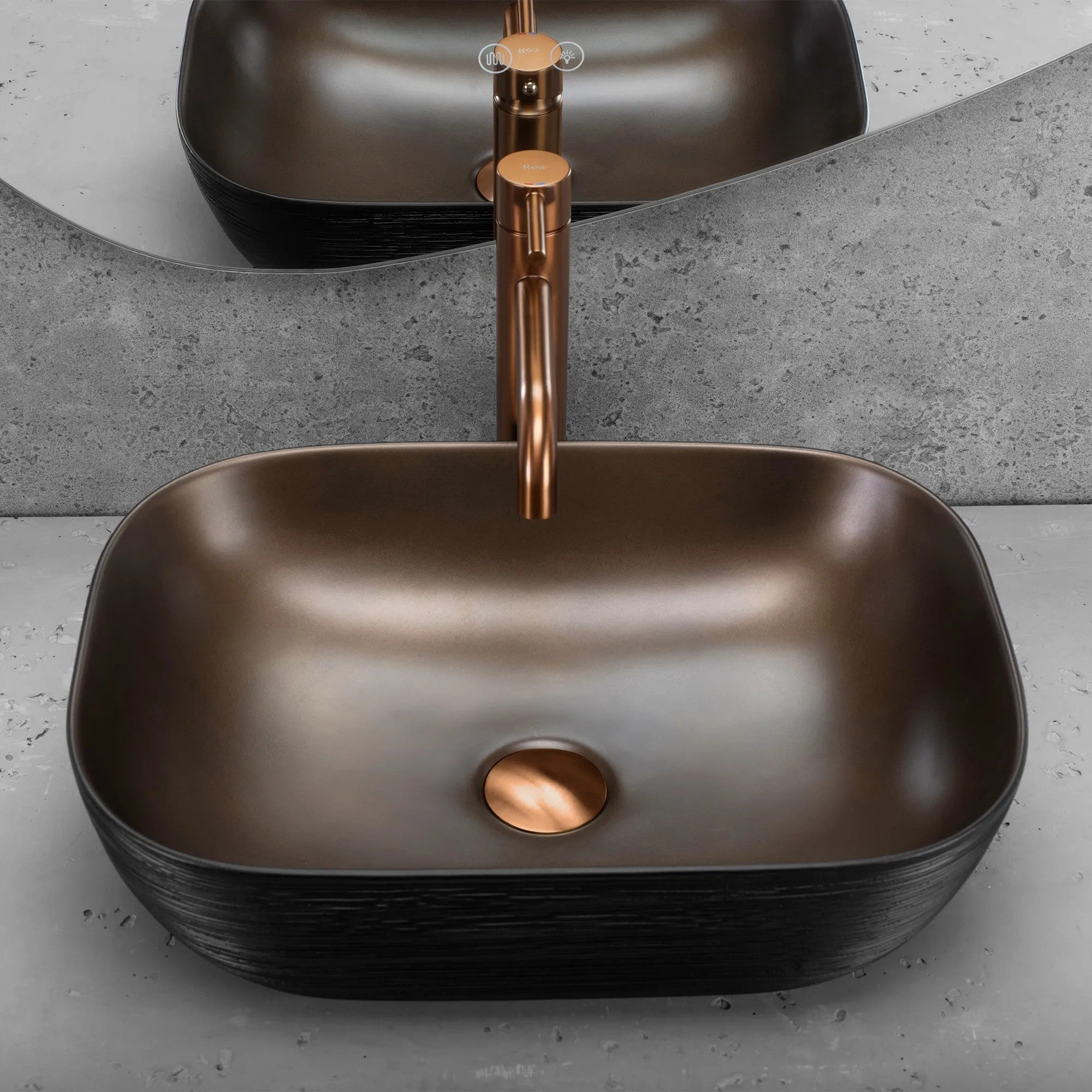 Umývadlo na dosku Rea Belinda COPPER BRUSH / Black  4