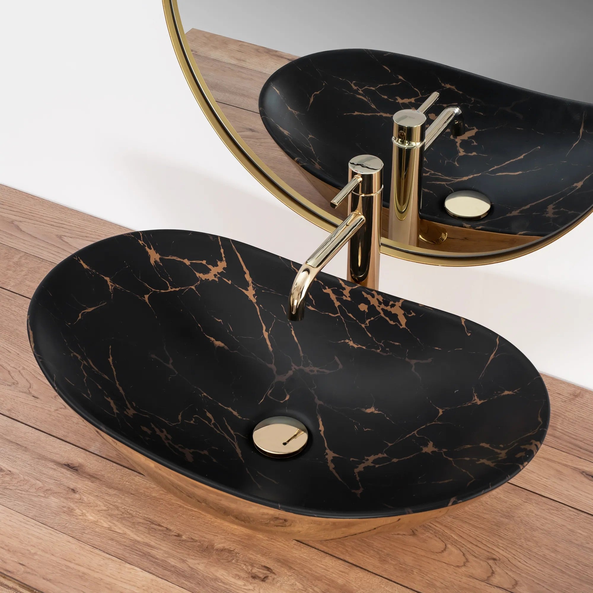 Umývadlo na dosku REA Royal In Black Marble Gold  4
