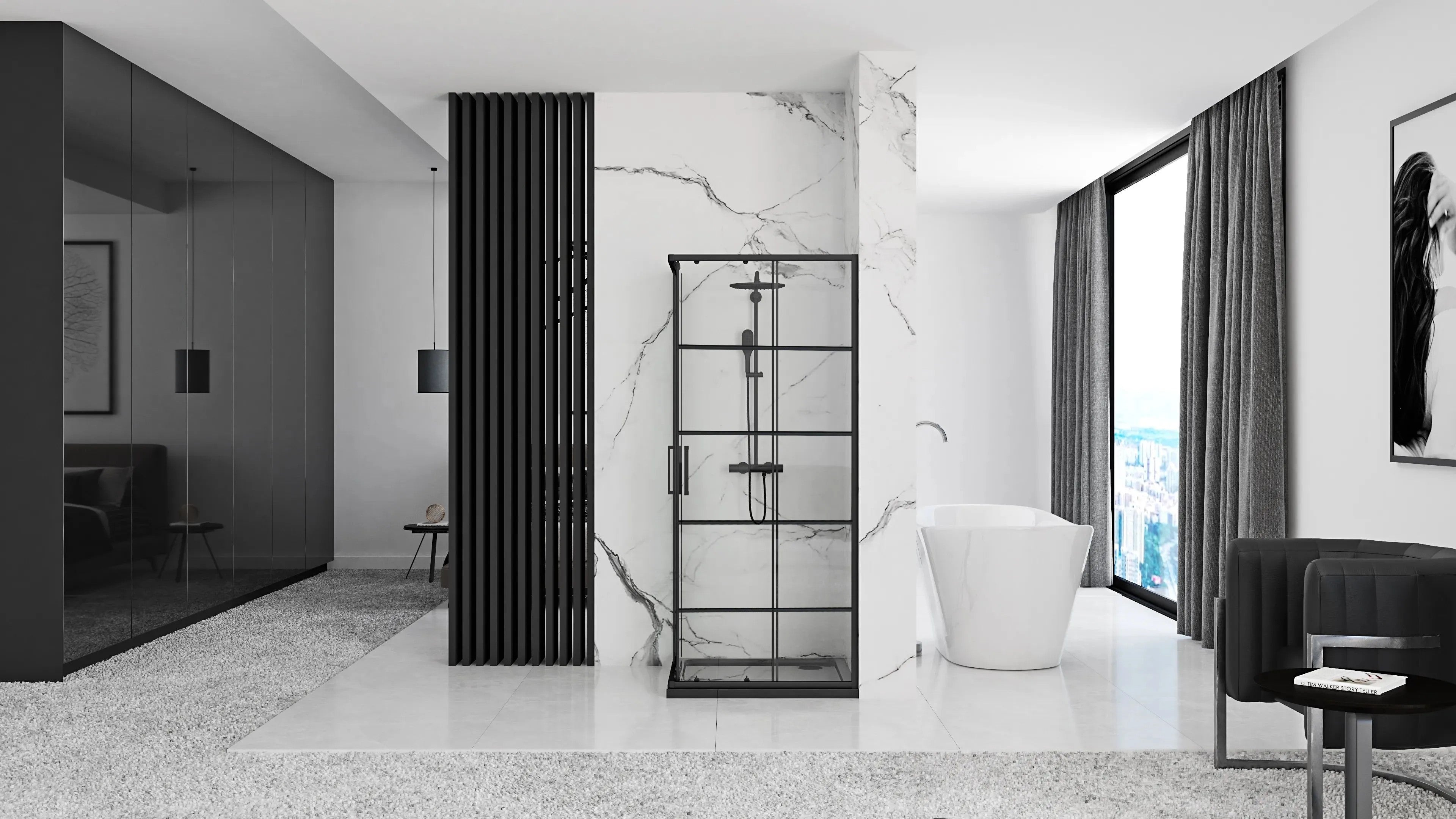 Sprchovací kút REA CONCEPT 80x80 - čierny Bez sprchovej vaničky 4