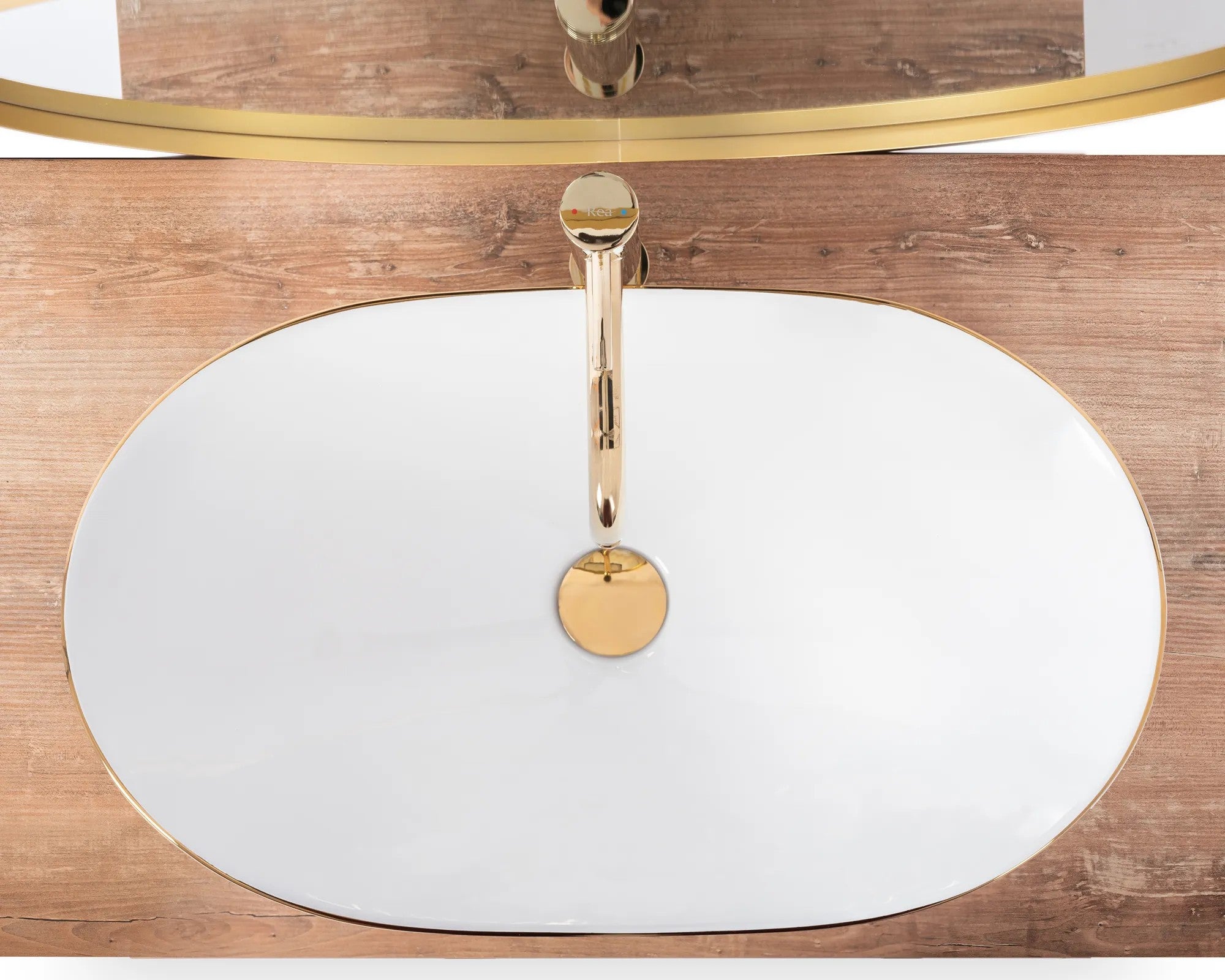 Umývadlo na dosku REA ROYAL - biele + zlatý okraj  4