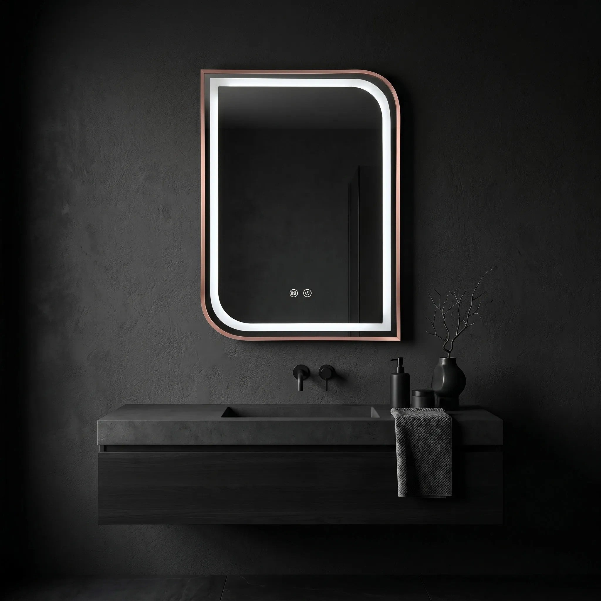 Zrkadlo LED ZONE 70x50  BRUSH  ROSE GOLD  4