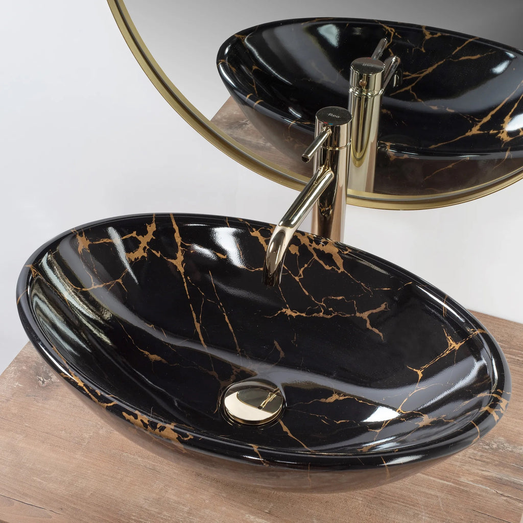 Umývadlo na dosku REA PAMELA Black Marble Shiny  4
