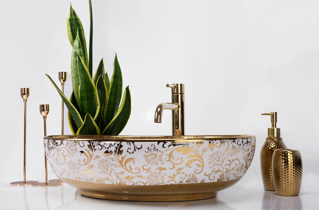Umývadlo na dosku Rea Margot White/Gold  4