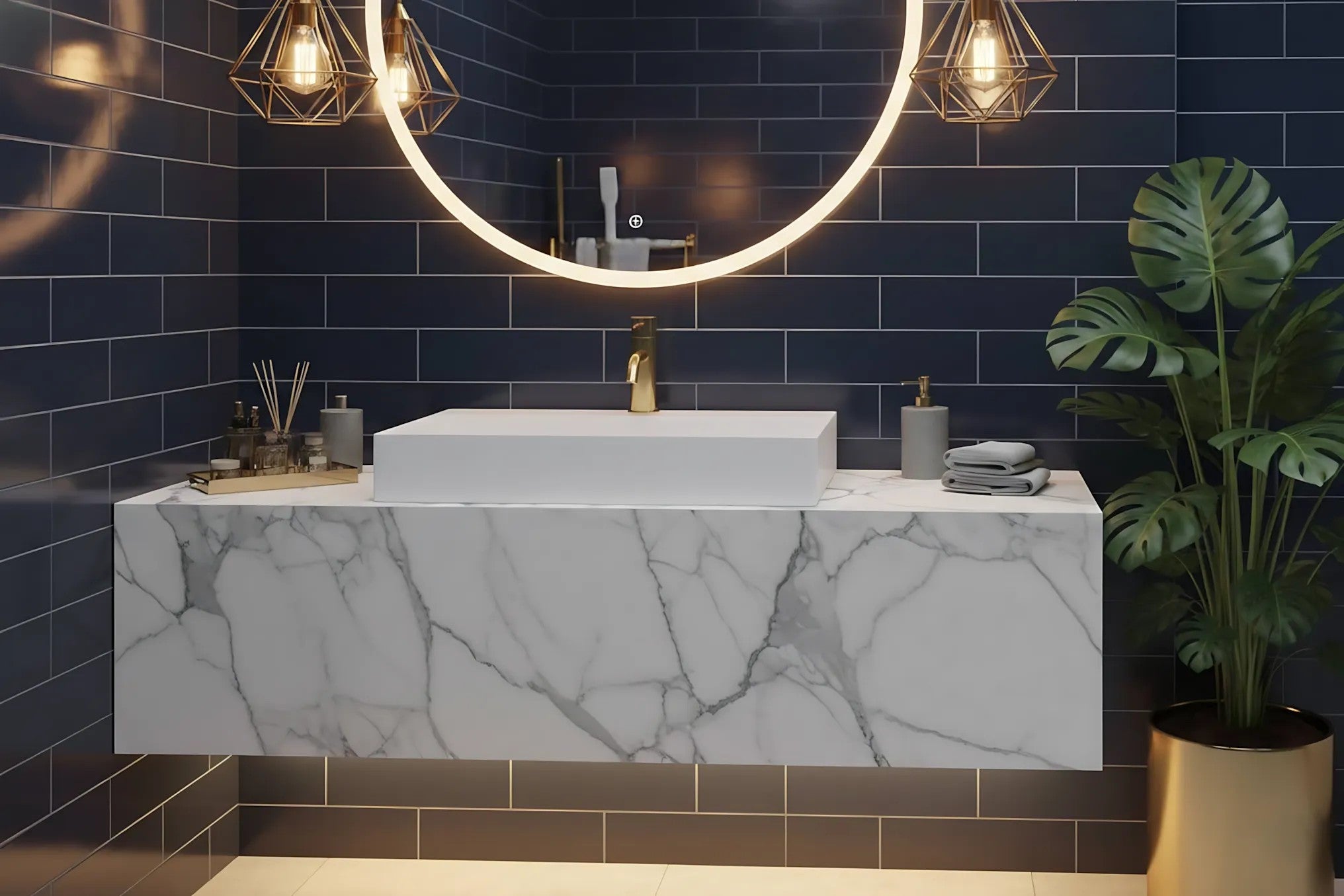 Umývadlo REA GOYA na dosku 50CM - konglomerát  4