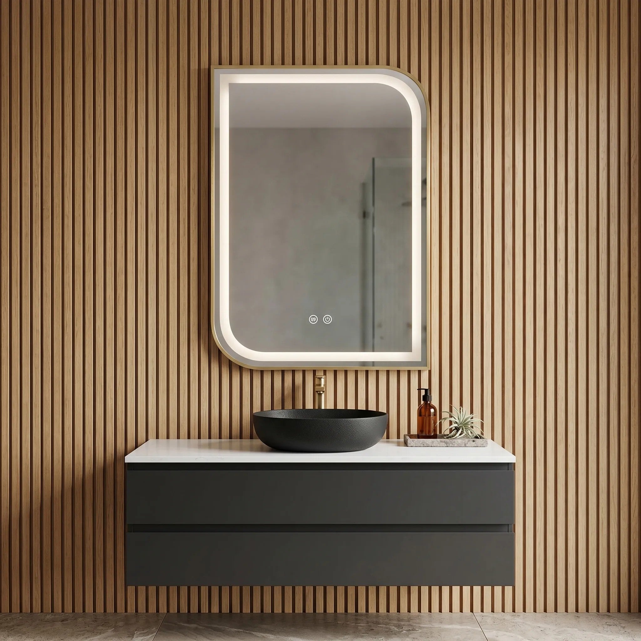Zrkadlo LED ZONE 70X50 BRUSH GOLD  4