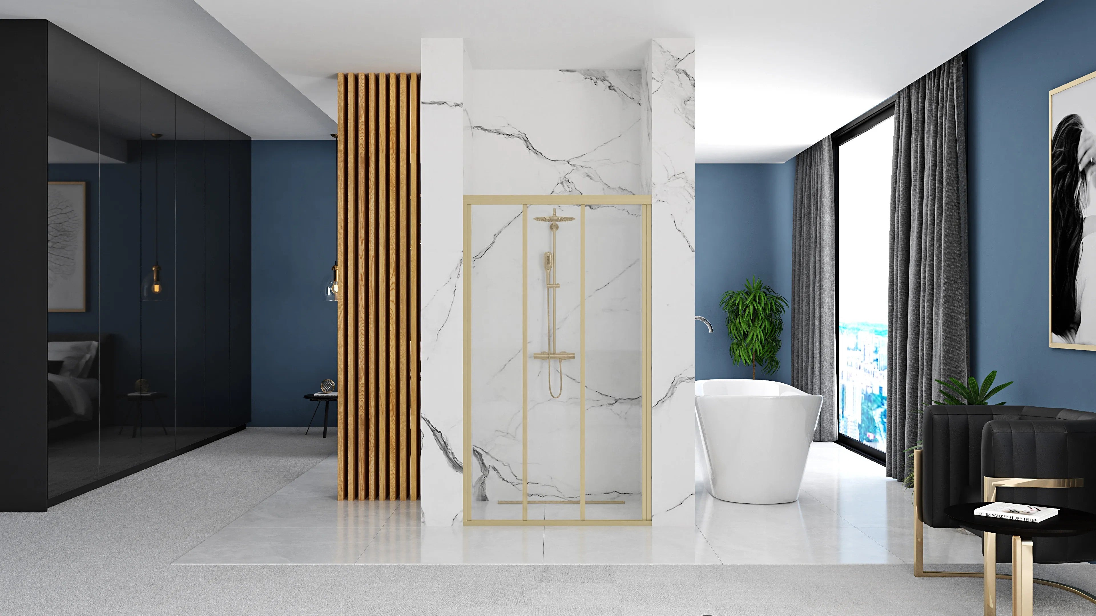 Sprchové dvere Rea Alex 100 Gold Brush  4