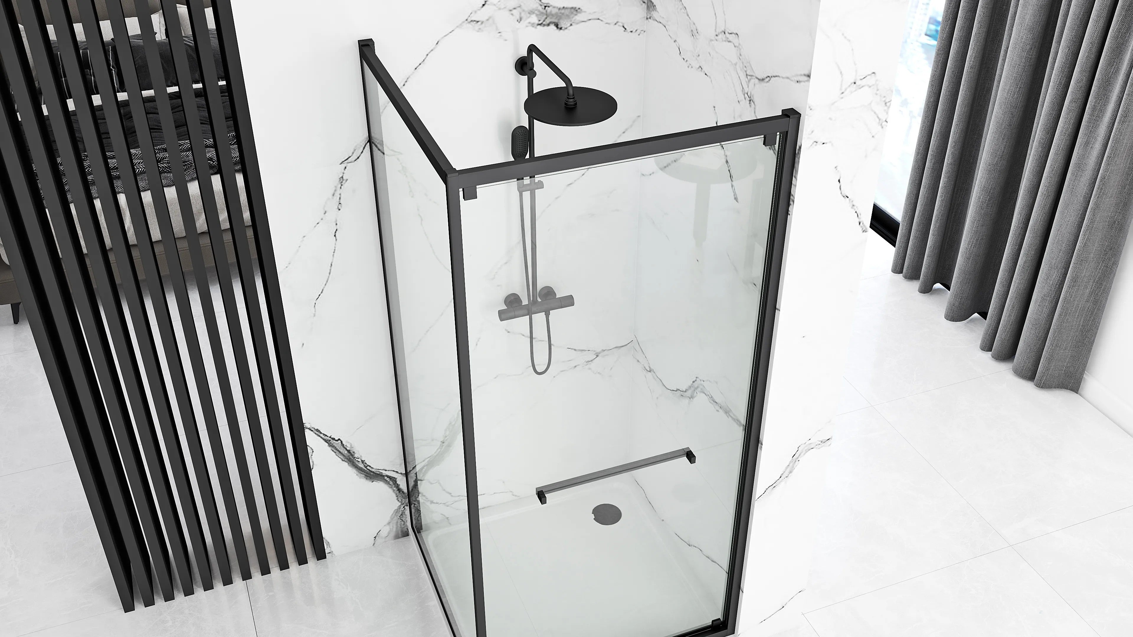 Sprchovací kút Rea Space In Black 80x100 Bez sprchovej vaničky 4