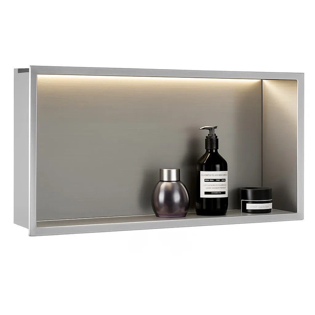 VSTAVANÁ KÚPEĽŇOVÁ POLICA LED 30x60 steel brush  4