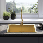 Oceľové umývadlo Liam BRUSH GOLD s kuchynskou batériou 4