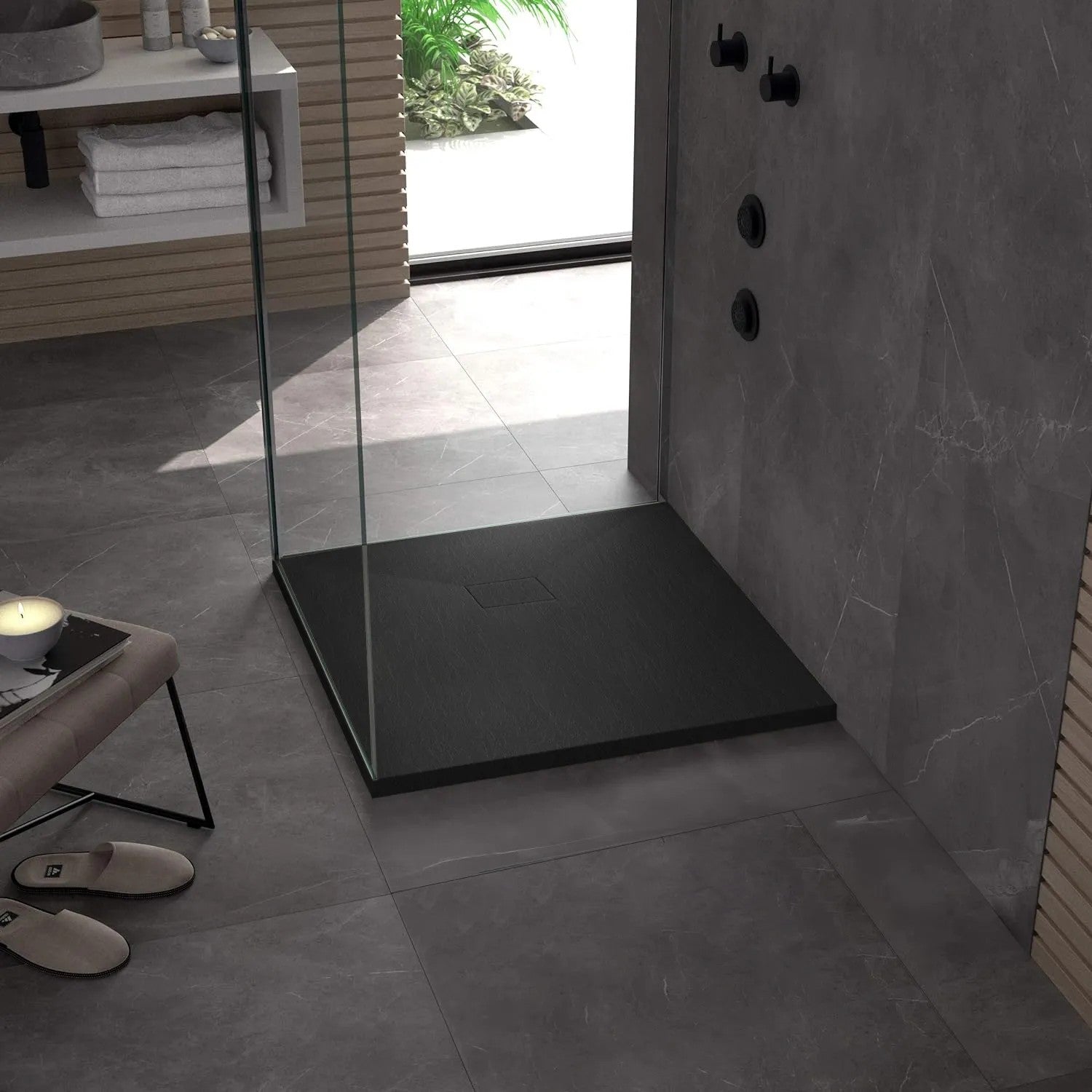 Sprchová vanička Magnum Black 90x90  4