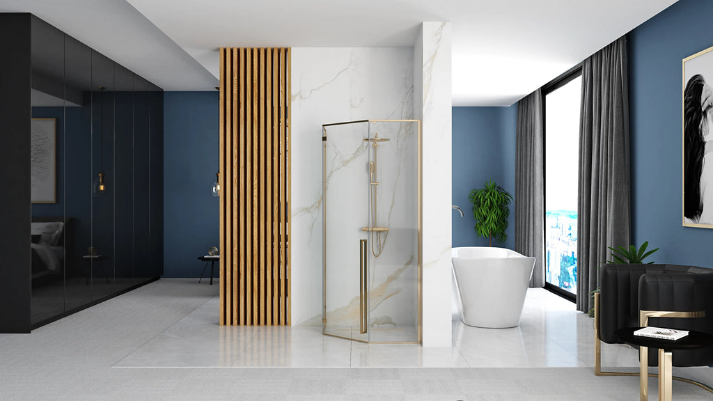 Sprchovací kút REA DIAMOND 90x90 - zlatá S detským bazénom Diamond 4