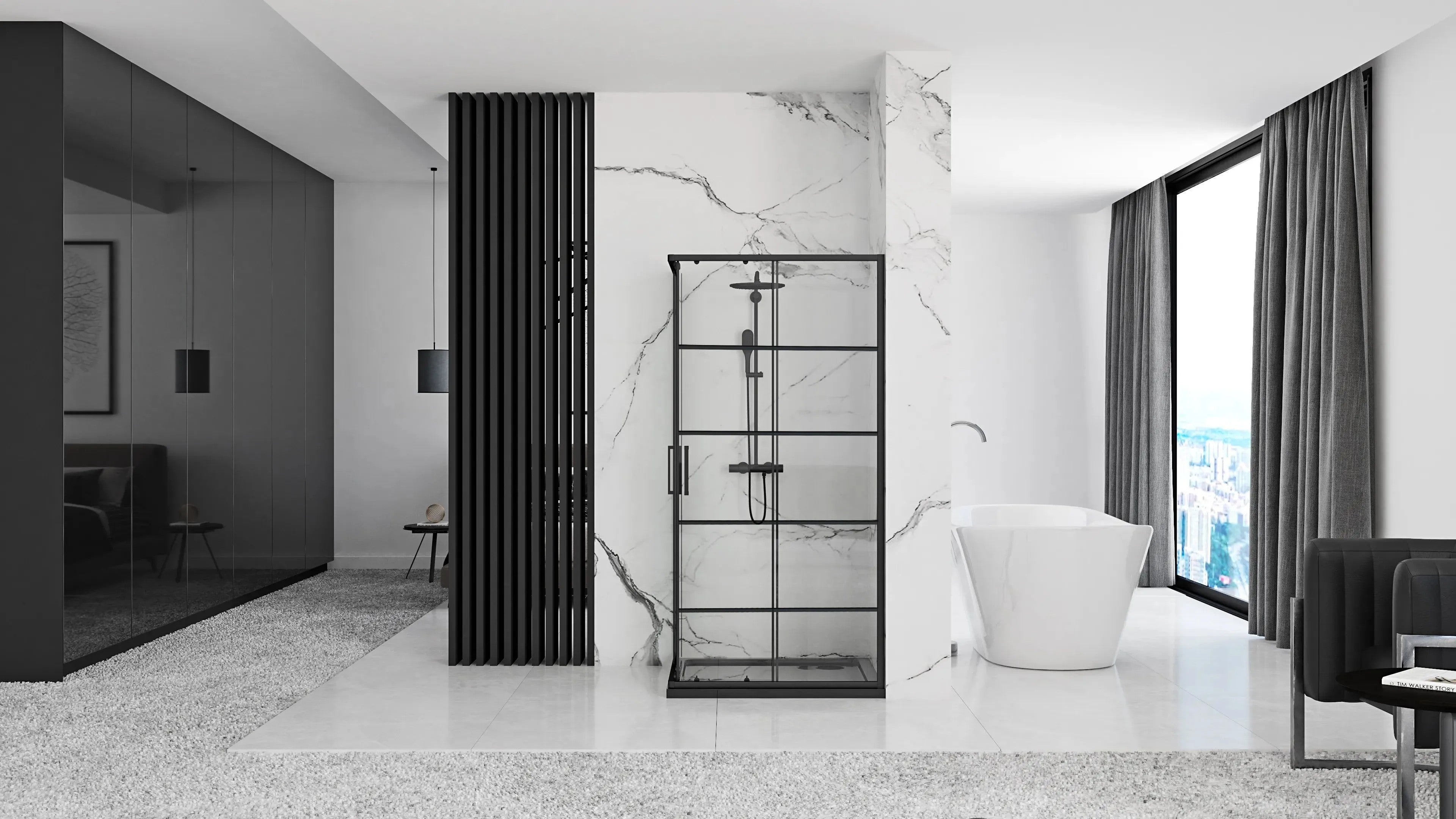 Sprchovací kút REA CONCEPT 80x100 - čierny S detským bazénom Savoy black 4