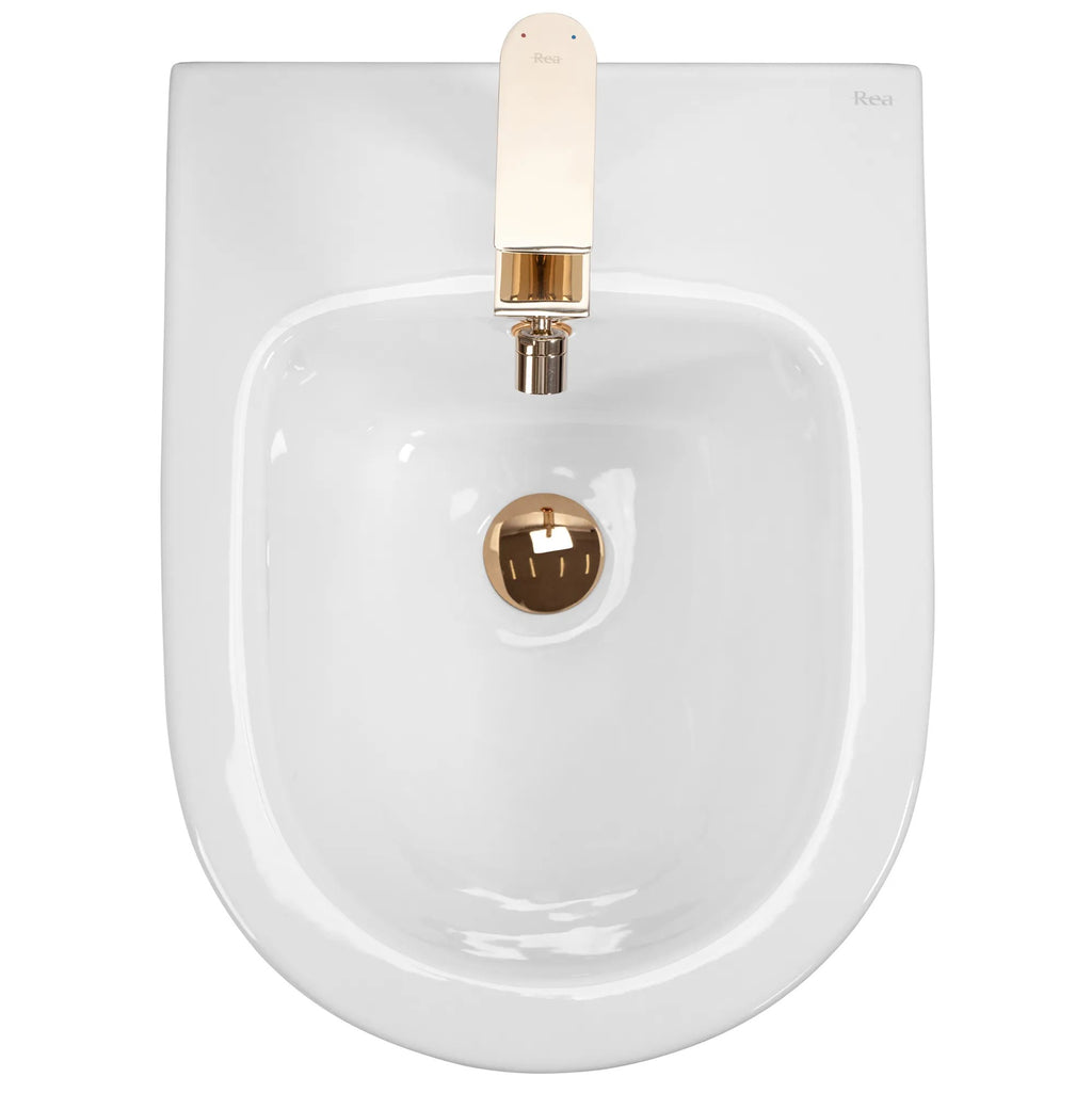 Závesná WC misa REA CARLO Mini Rimless - biela-zlatý okraj  4
