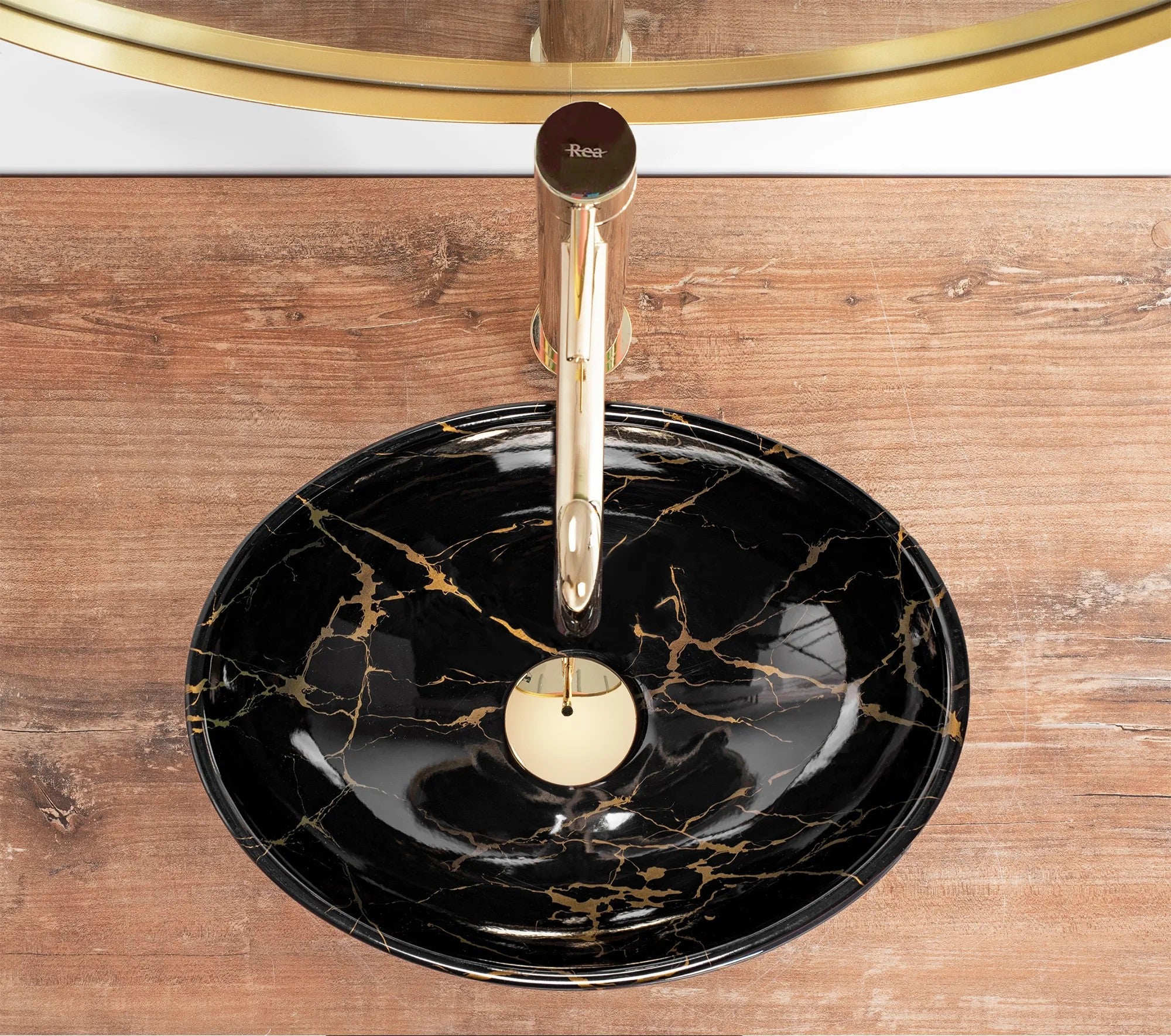 Umývadlo na dosku Rea Sofia Mini Black Marble Shiny  4