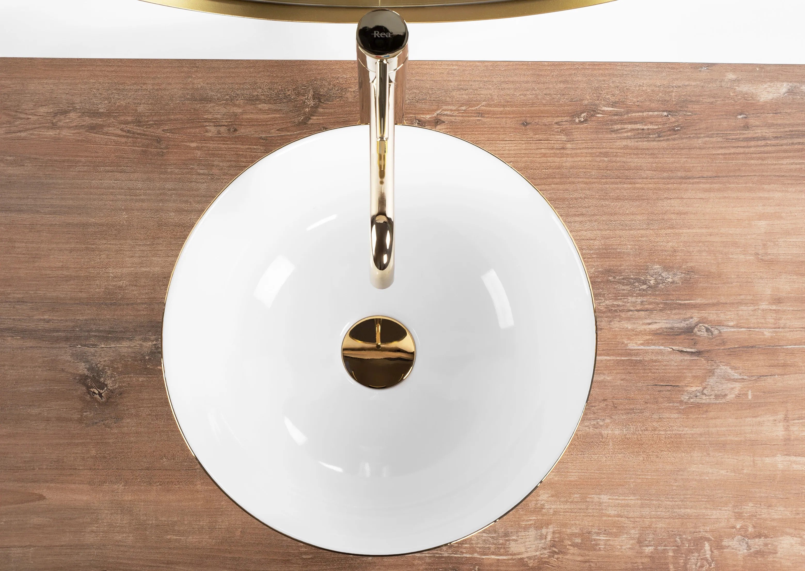 Umývadlo na dosku REA STELLA - biele gold edge  4