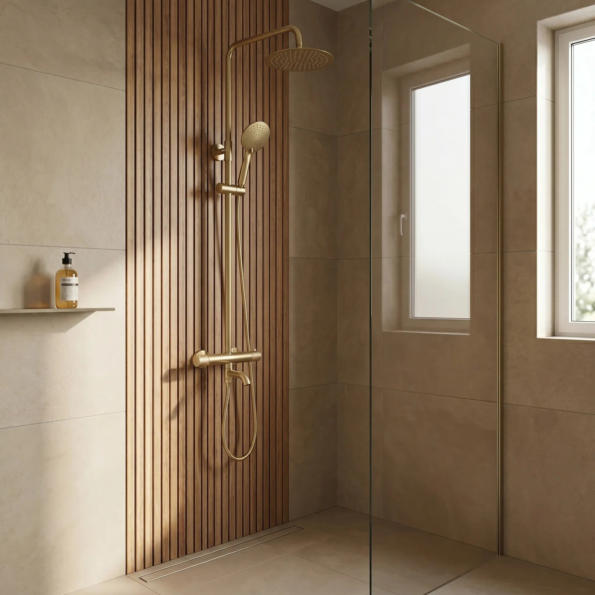 Sprchová sada s termostatom REA LUNGO Diamond - Gold Brush  4
