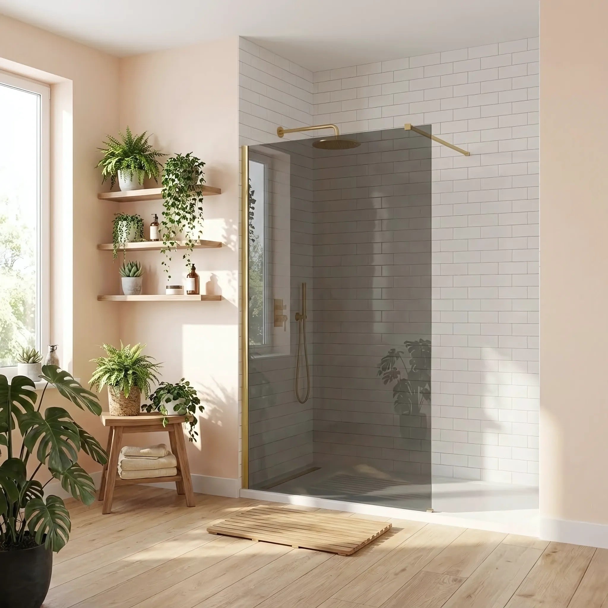 Sprchová zástena Rea Flexi Grey / Brush Gold 110  4