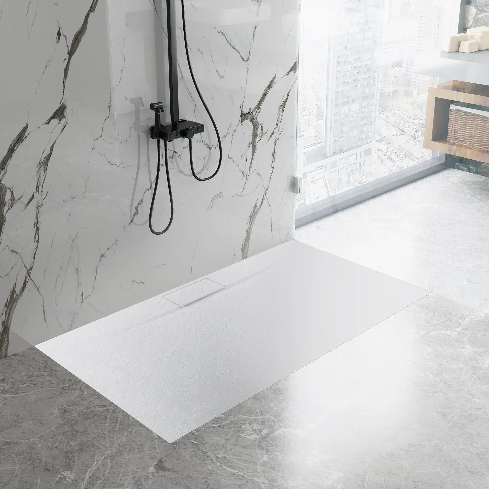 Sprchová vanička REA Bazalt Long White 80x120  4