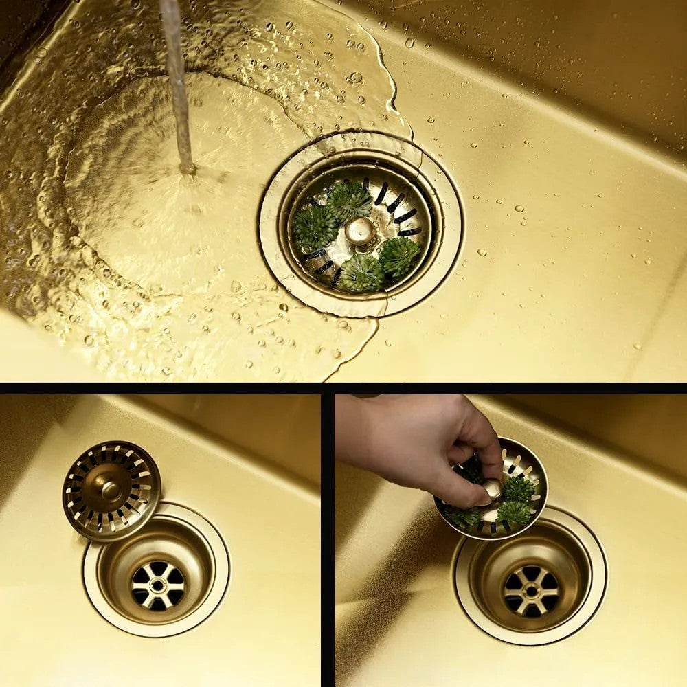 Oceľové umývadlo Leo 40 BRUSH GOLD s kuchynskou batériou 5