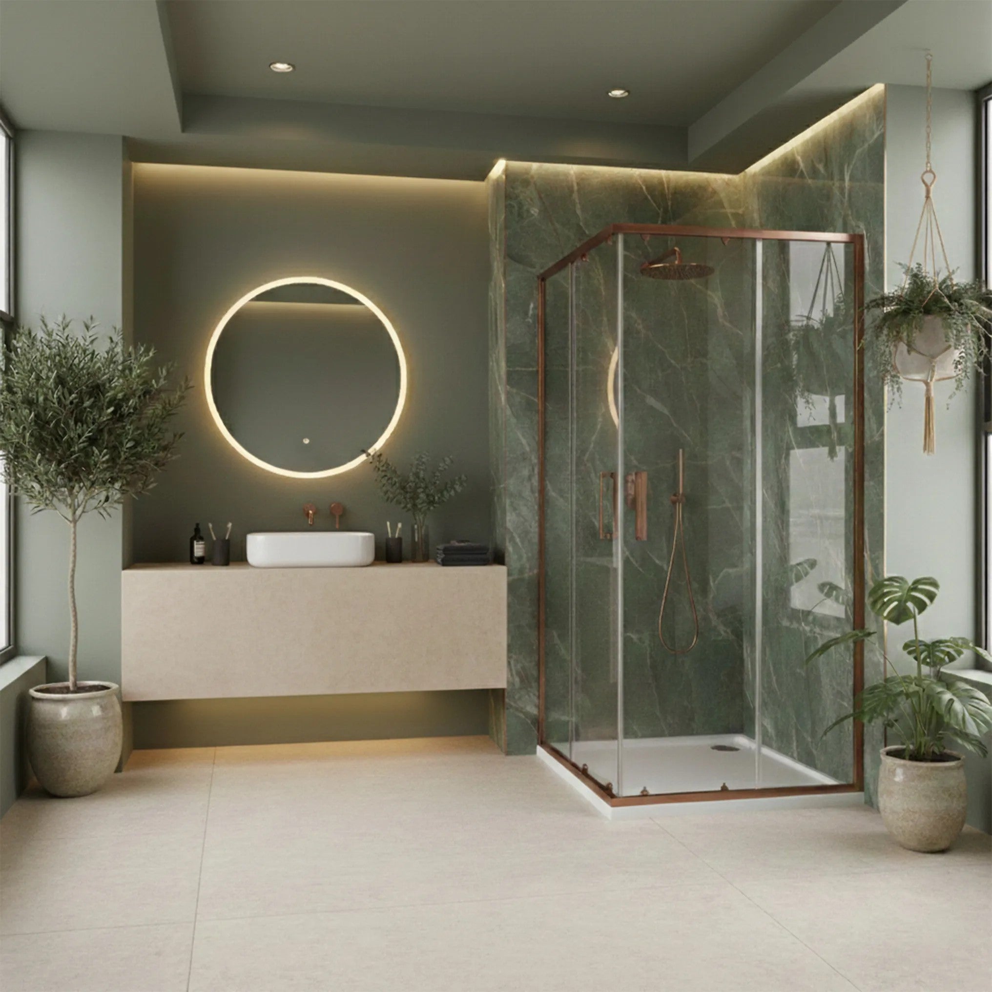 Sprchovací kút REA City 90x90 Brush Copper Bez sprchovej vaničky 5