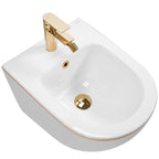 Sada: WC misa CARLO Mini + bidet CARLO Mini biely so zlatým okrajom  5