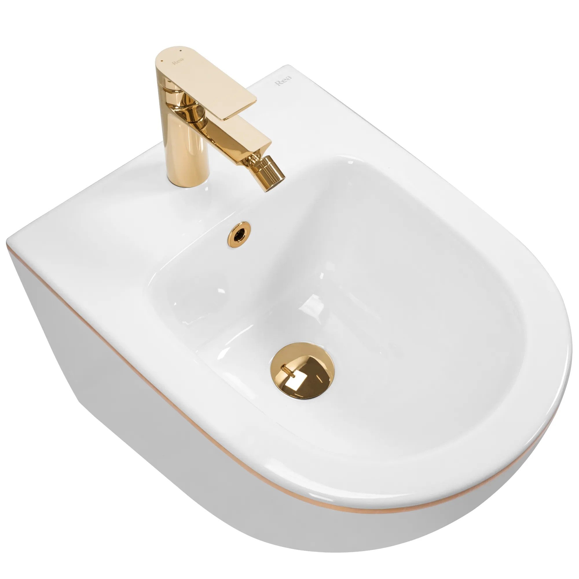 Sada: WC misa CARLO Mini + bidet CARLO Mini biely so zlatým okrajom  5